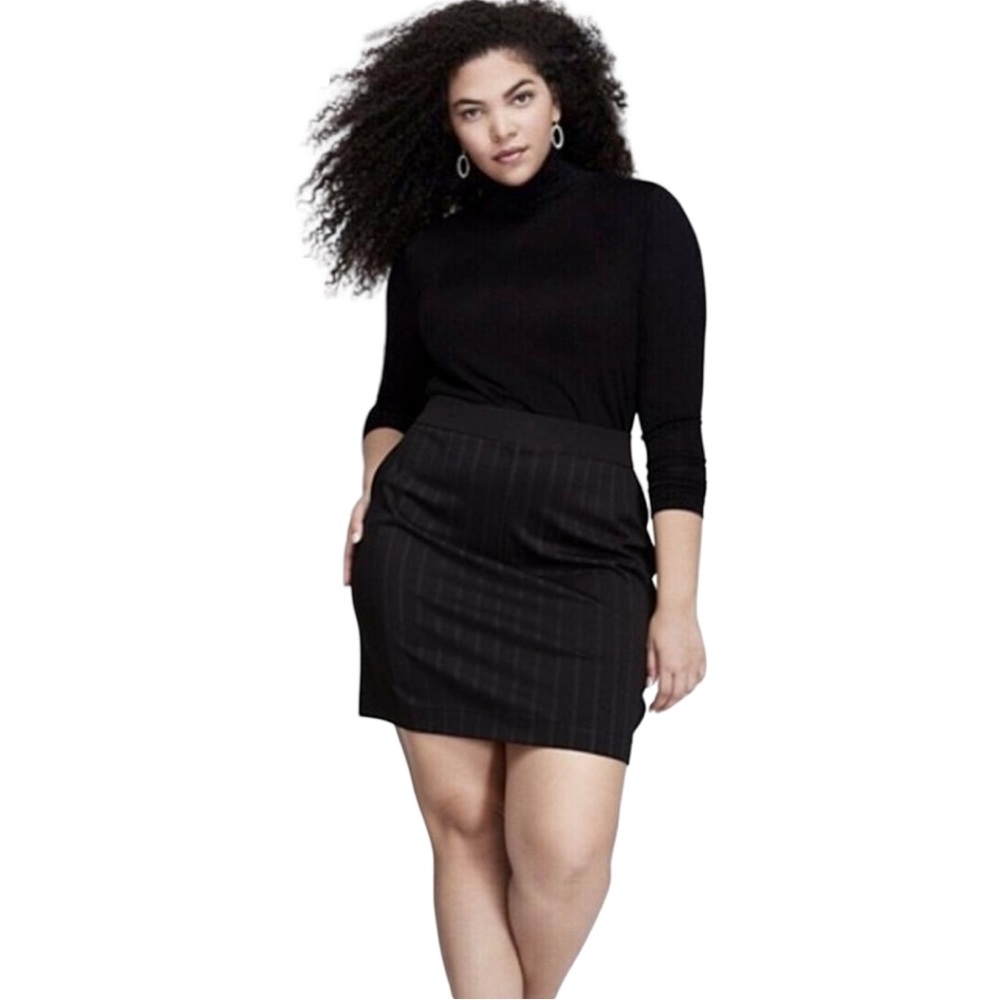 Lane Bryant Black Pinstriped Mini Skirt